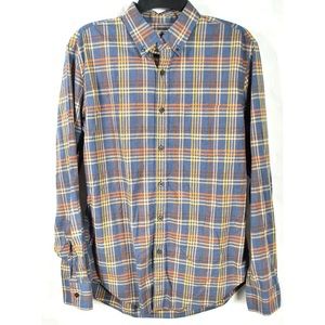 J. Crew M Blue Orange Striped Long Sleeve Shirt